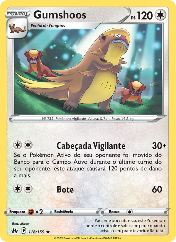 Gumshoos 118 — Realeza Absoluta (Portuguese Pokémon TCG card)