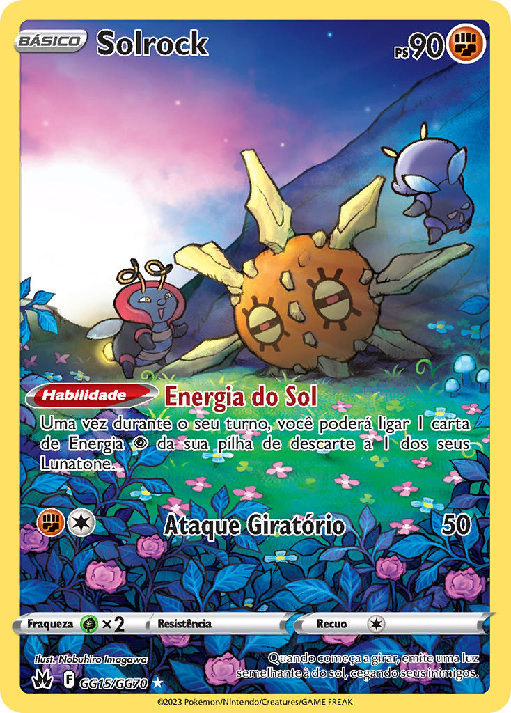Solrock GG15 — Realeza Absoluta Galeria de Galar (Portuguese Pokémon TCG card)