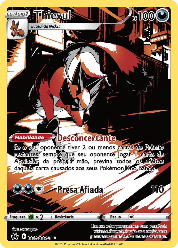 Thievul GG17 — Realeza Absoluta Galeria de Galar (Portuguese Pokémon TCG card)