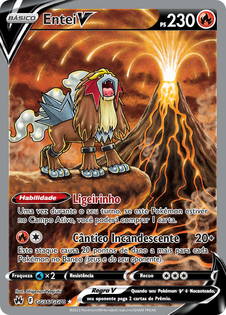 Entei V GG36 — Realeza Absoluta Galeria de Galar (Portuguese Pokémon TCG card)
