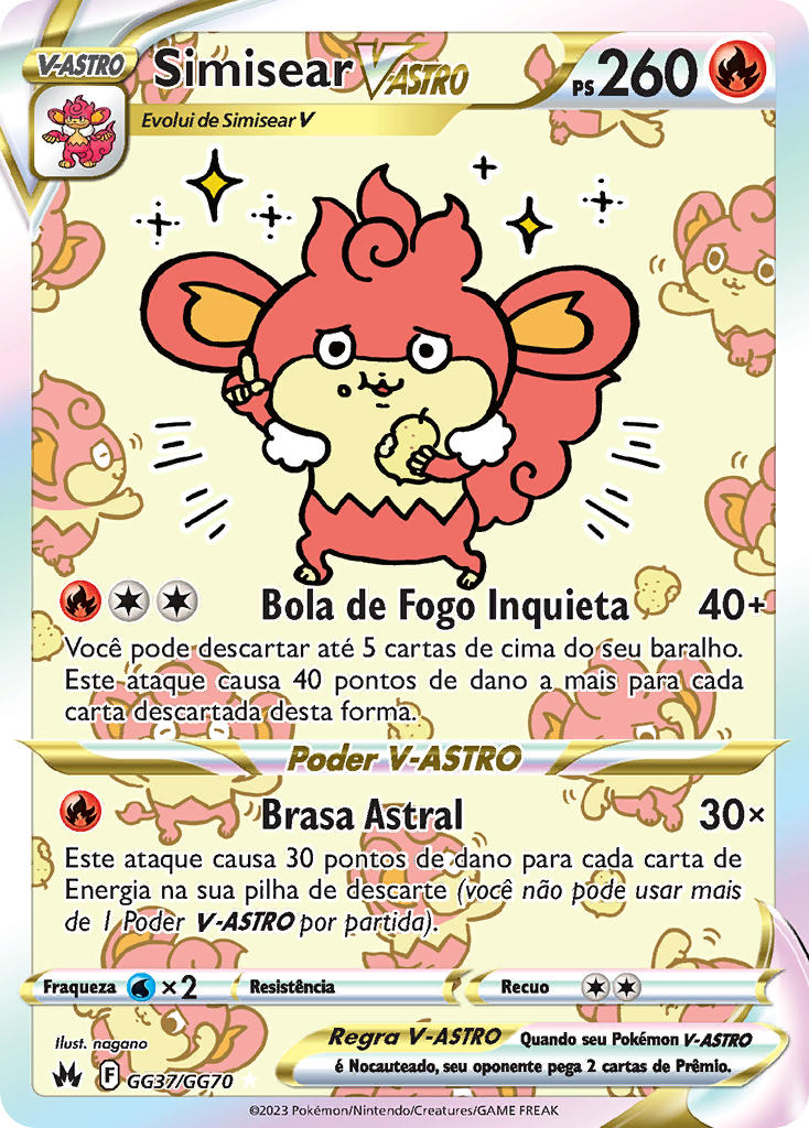 Simisear V-ASTRO GG37 — Realeza Absoluta Galeria de Galar (Portuguese Pokémon TCG card)
