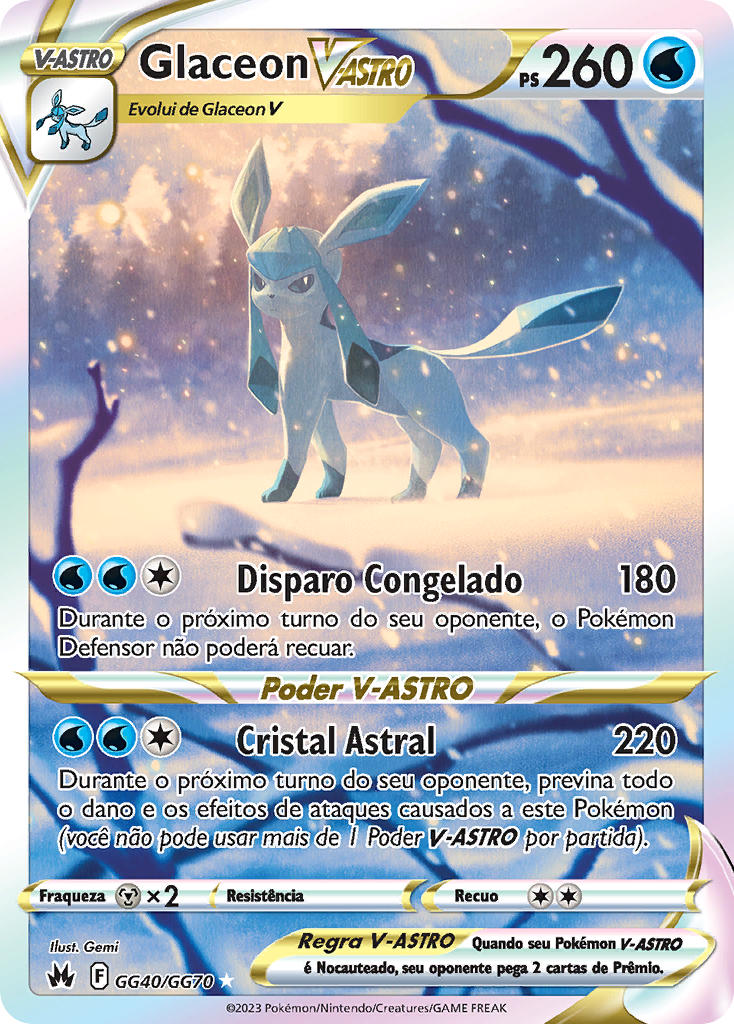Glaceon V-ASTRO GG40 — Realeza Absoluta Galeria de Galar (Portuguese Pokémon TCG card)
