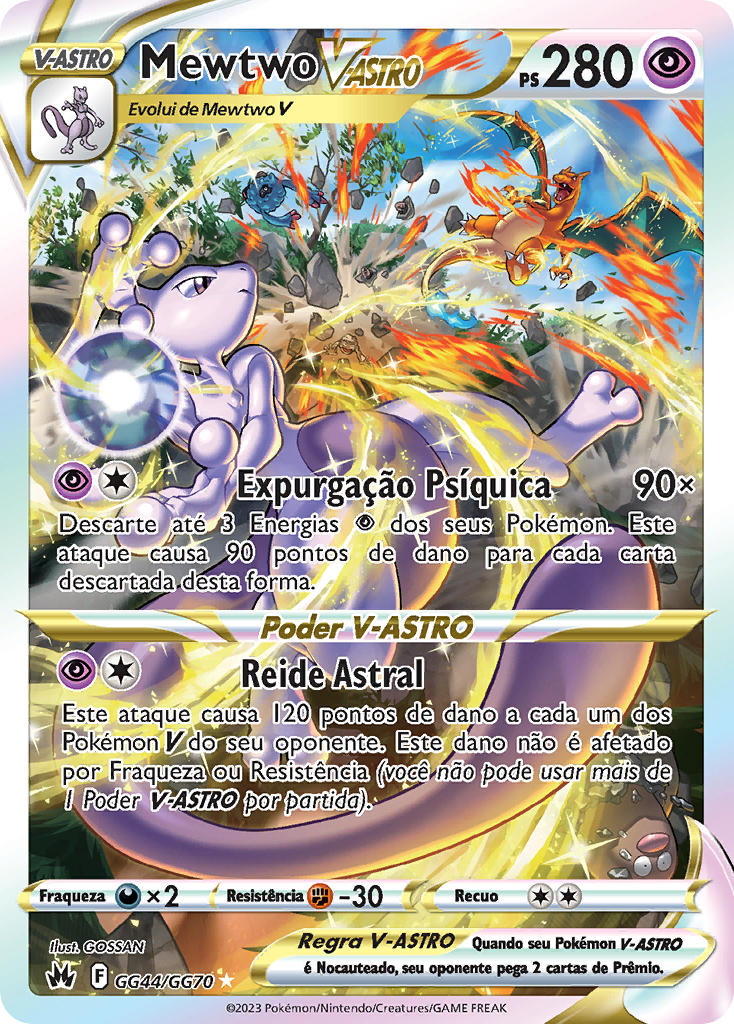 Mewtwo V-ASTRO GG44 — Realeza Absoluta Galeria de Galar (Portuguese Pokémon TCG card)