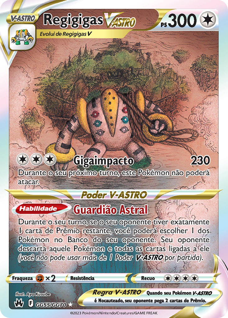 Regigigas V-ASTRO GG55 — Realeza Absoluta Galeria de Galar (Portuguese Pokémon TCG card)