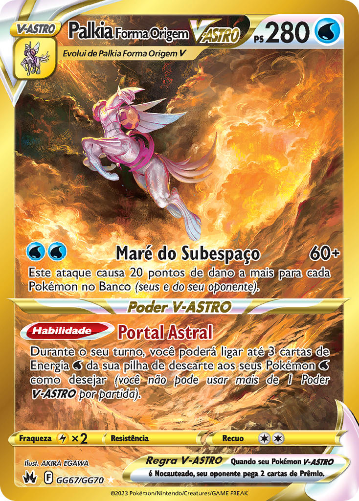 Palkia Forma Origem V-ASTRO GG67 — Realeza Absoluta Galeria de Galar (Portuguese Pokémon TCG card)