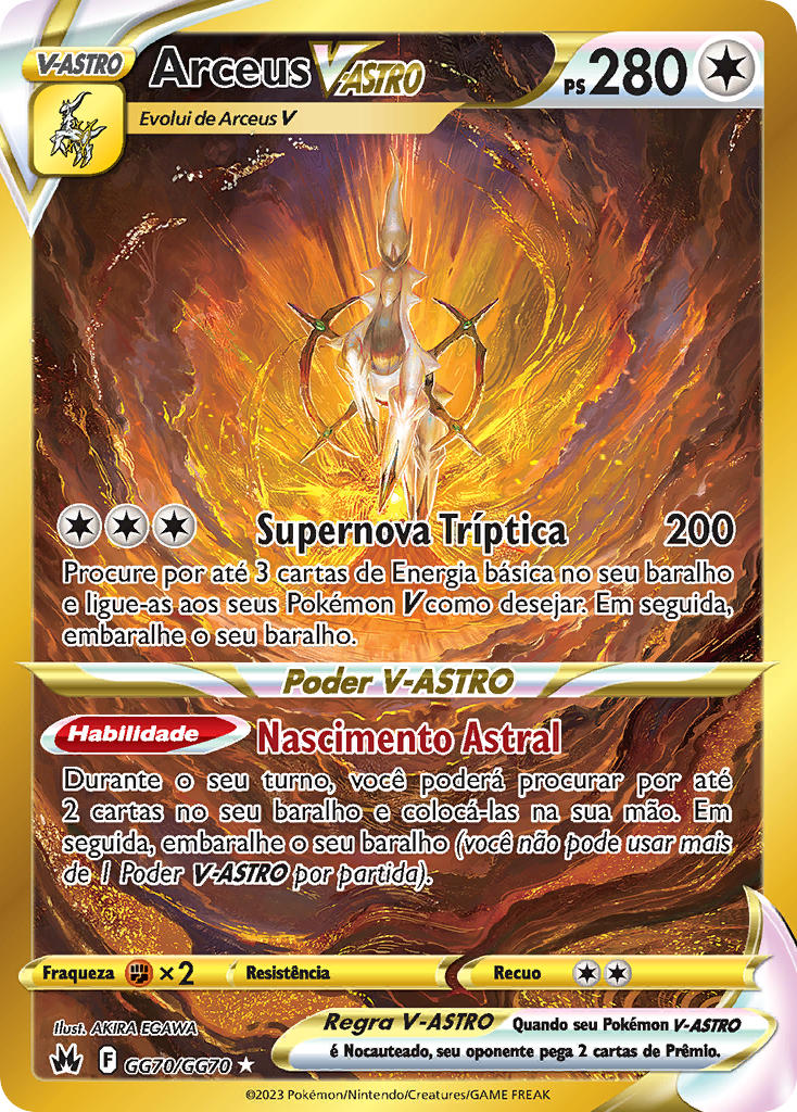 Arceus V-ASTRO GG70 — Realeza Absoluta Galeria de Galar (Portuguese Pokémon TCG card)