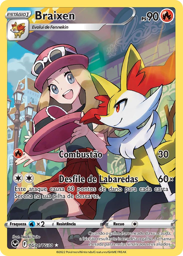 Braixen TG01 — Tempestade Prateada Galeria de Treinador (Portuguese Pokémon TCG card)