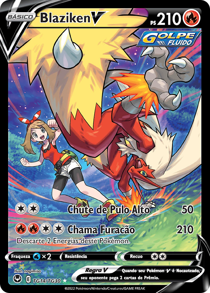 Blaziken V TG14 — Tempestade Prateada Galeria de Treinador (Portuguese Pokémon TCG card)