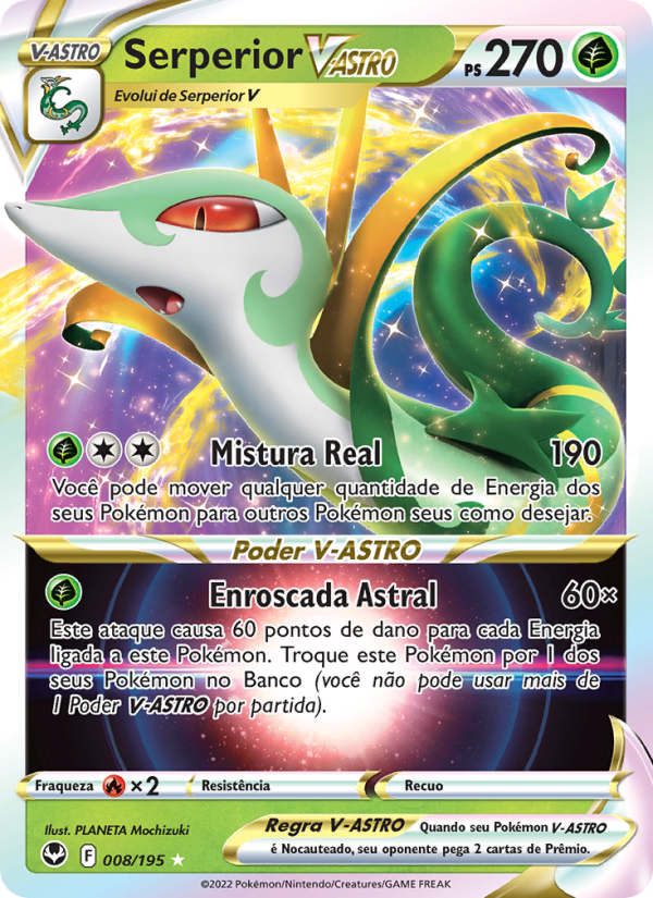 Serperior V-ASTRO 008 — Tempestade Prateada (Portuguese Pokémon TCG card)
