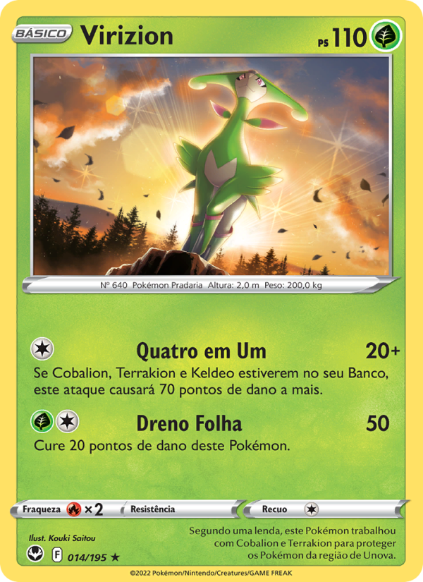 Virizion 014 — Tempestade Prateada (Portuguese Pokémon TCG card)