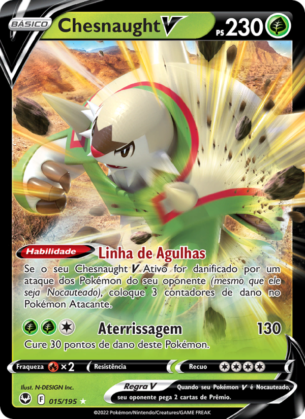 Chesnaught V 015 — Tempestade Prateada (Portuguese Pokémon TCG card)