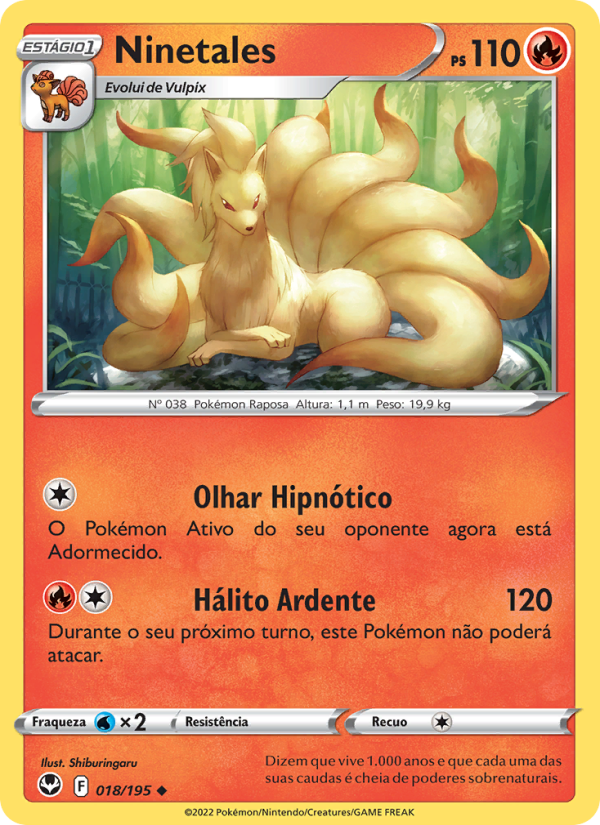 Ninetales 018 — Tempestade Prateada (Portuguese Pokémon TCG card)