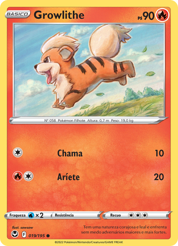 Growlithe 019 — Tempestade Prateada (Portuguese Pokémon TCG card)