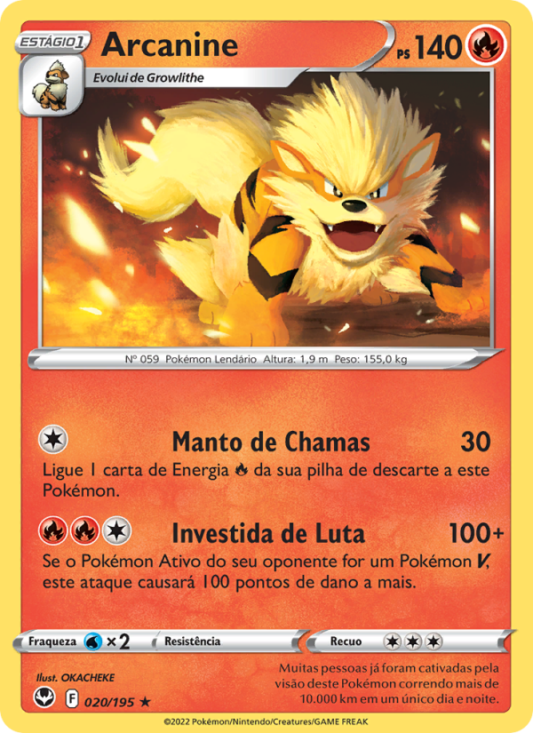 Arcanine 020 — Tempestade Prateada (Portuguese Pokémon TCG card)