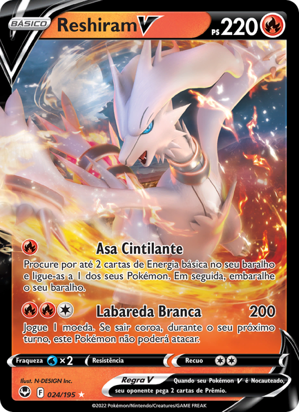 Reshiram V 024 — Tempestade Prateada (Portuguese Pokémon TCG card)