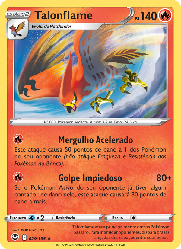 Talonflame 029 — Tempestade Prateada (Portuguese Pokémon TCG card)