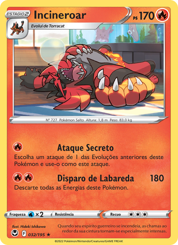 Incineroar 032 — Tempestade Prateada (Portuguese Pokémon TCG card)