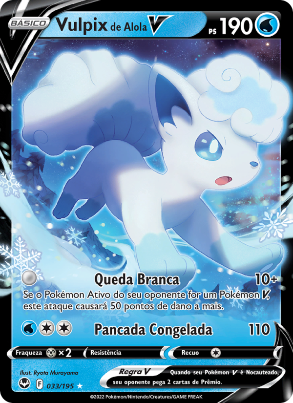 Vulpix de Alola V 033 — Tempestade Prateada (Portuguese Pokémon TCG card)
