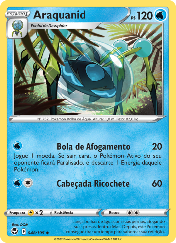 Araquanid 048 — Silver Tempest (Portuguese Pokémon TCG card)