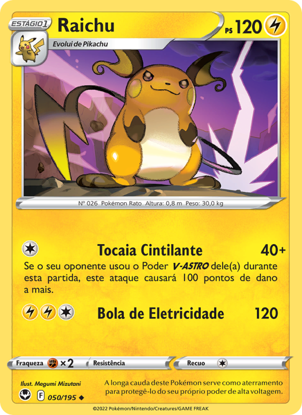 Raichu 050 — Silver Tempest (Portuguese Pokémon TCG card)