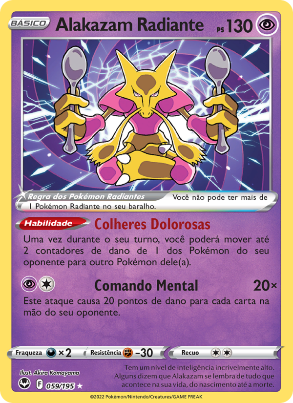 Alakazam Radiante 059 — Tempestade Prateada (Portuguese Pokémon TCG card)