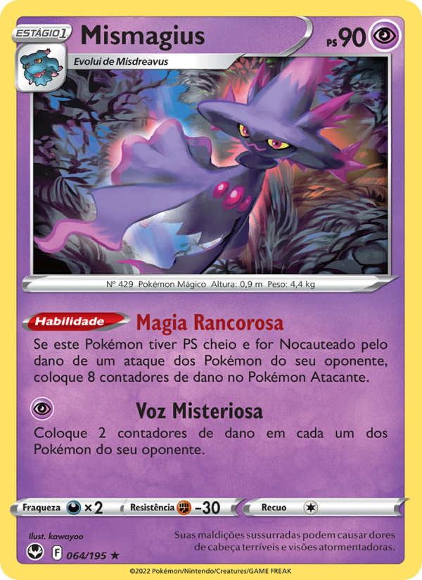 Mismagius 064 — Tempestade Prateada (Portuguese Pokémon TCG card)