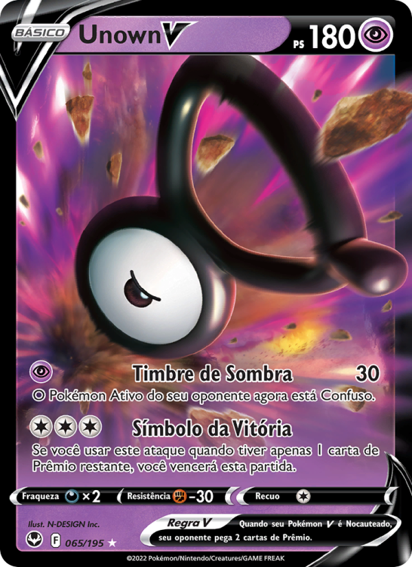 Unown V 065 — Tempestade Prateada (Portuguese Pokémon TCG card)