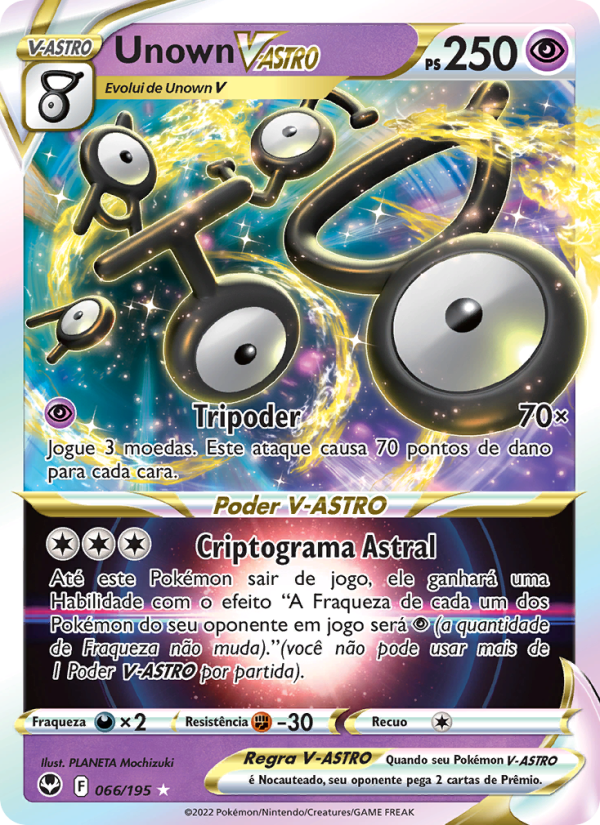 Unown V-ASTRO 066 — Tempestade Prateada (Portuguese Pokémon TCG card)