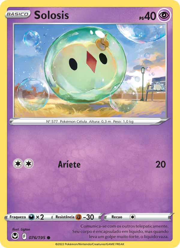 Solosis 076 — Tempestade Prateada (Portuguese Pokémon TCG card)