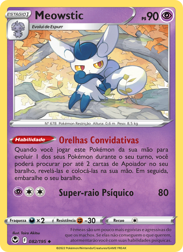 Meowstic 082 — Tempestade Prateada (Portuguese Pokémon TCG card)