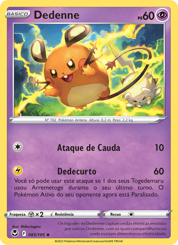 Dedenne 085 — Tempestade Prateada (Portuguese Pokémon TCG card)