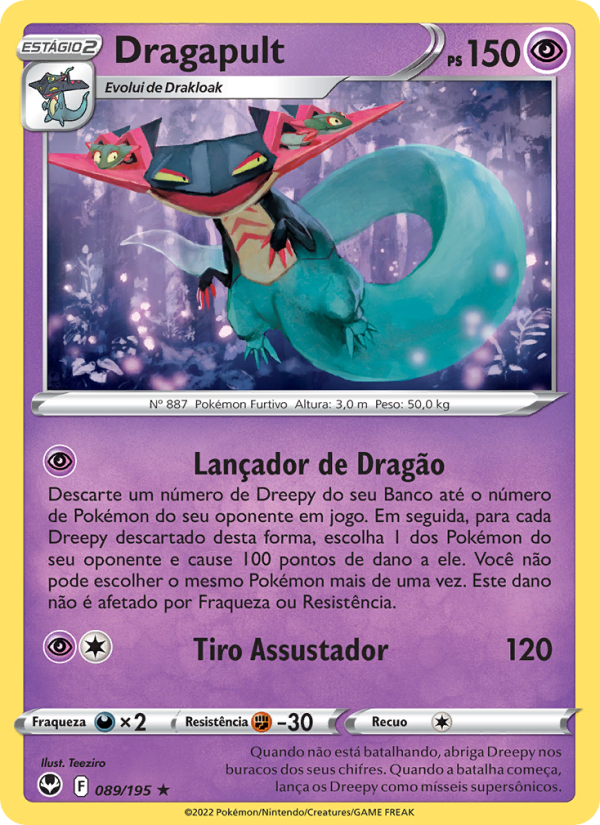 Dragapult 089 — Silver Tempest (Portuguese Pokémon TCG card)