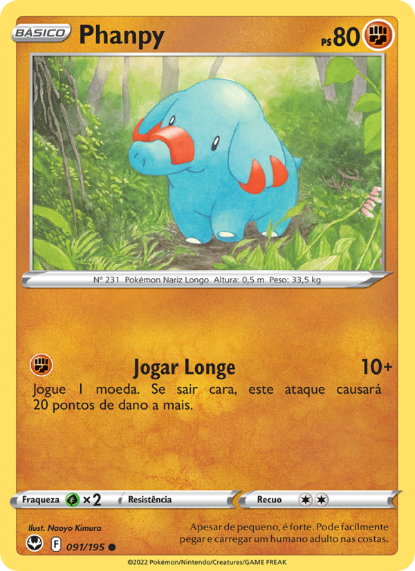 Phanpy 091 — Silver Tempest (Portuguese Pokémon TCG card)