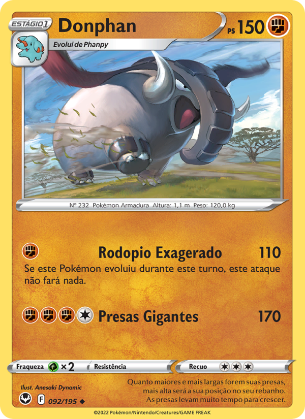 Donphan 092 — Silver Tempest (Portuguese Pokémon TCG card)