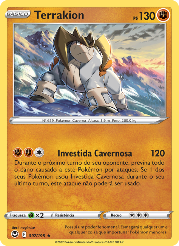 Terrakion 097 — Tempestade Prateada (Portuguese Pokémon TCG card)
