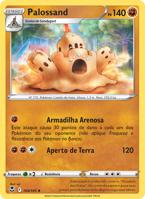 Palossand 100 — Tempestade Prateada (Portuguese Pokémon TCG card)