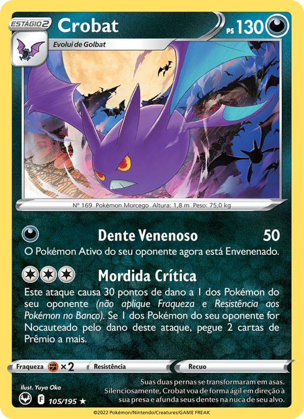 Crobat 105 — Tempestade Prateada (Portuguese Pokémon TCG card)