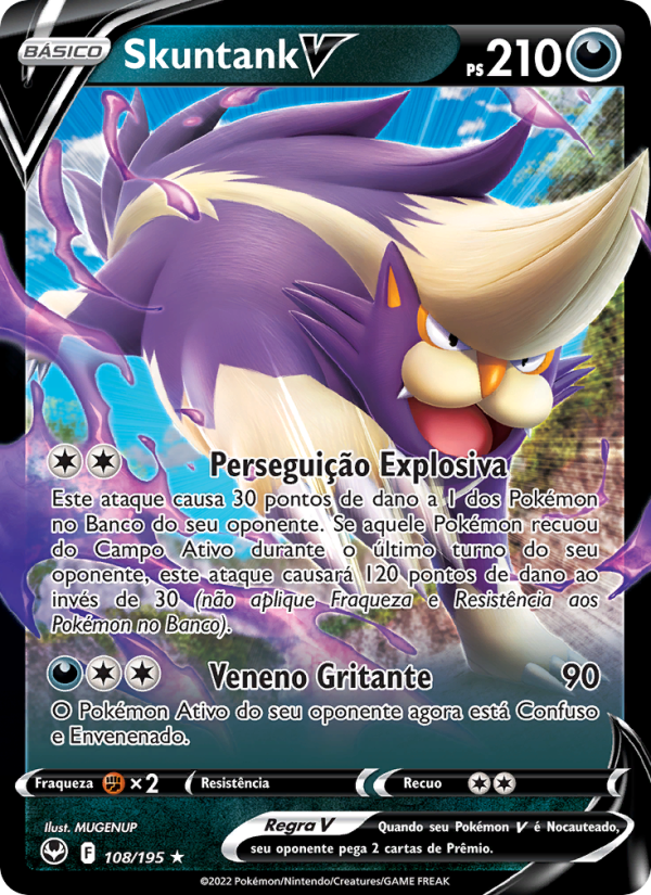 Skuntank V 108 — Tempestade Prateada (Portuguese Pokémon TCG card)