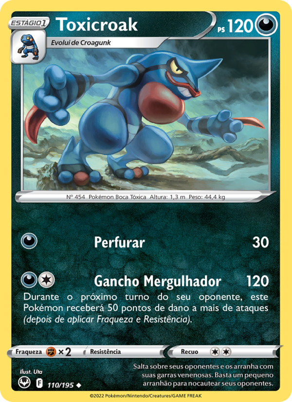 Toxicroak 110 — Tempestade Prateada (Portuguese Pokémon TCG card)