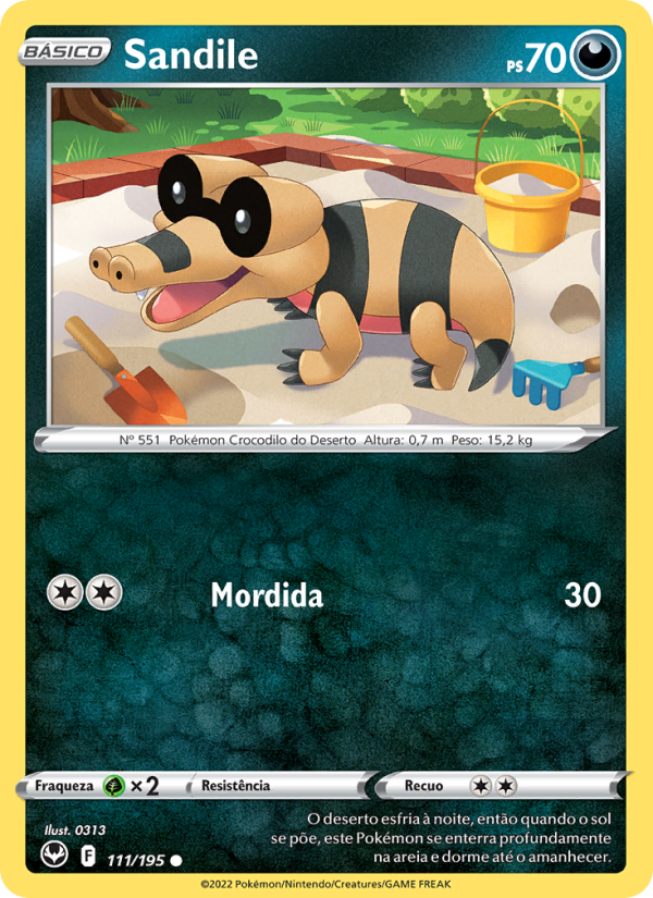 Sandile 111 — Tempestade Prateada (Portuguese Pokémon TCG card)