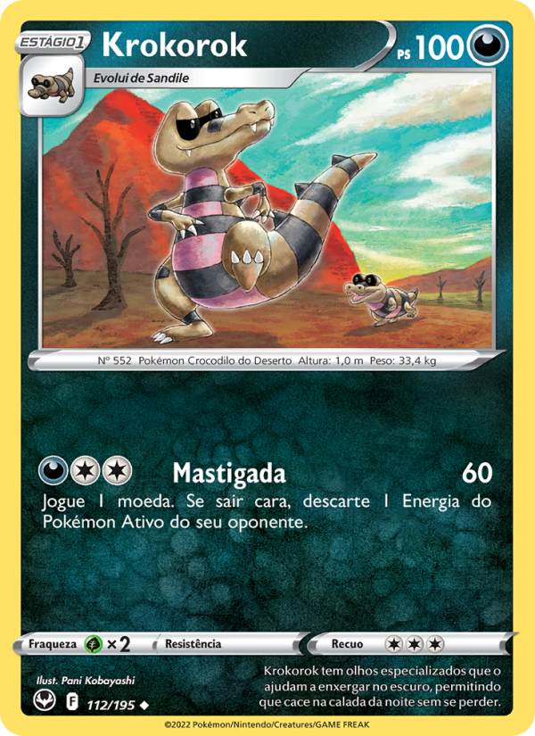 Krokorok 112 — Silver Tempest (Portuguese Pokémon TCG card)