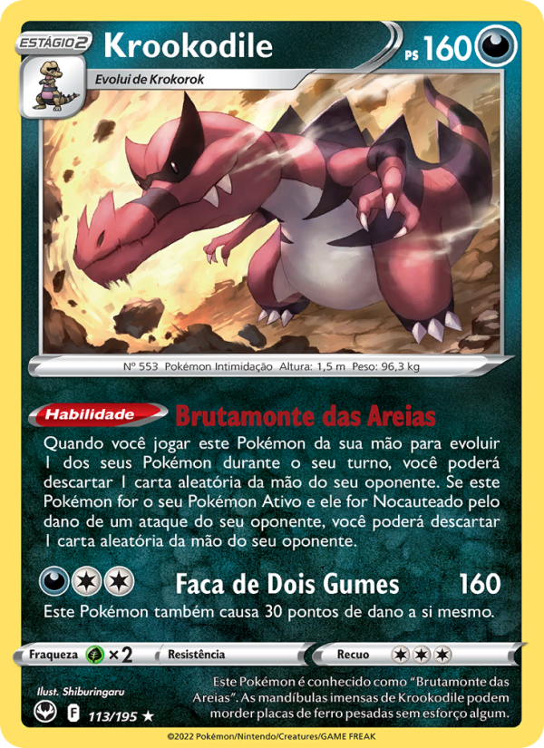 Krookodile 113 — Tempestade Prateada (Portuguese Pokémon TCG card)