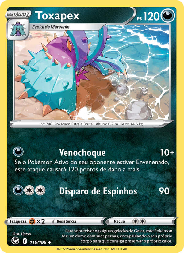 Toxapex 115 — Tempestade Prateada (Portuguese Pokémon TCG card)