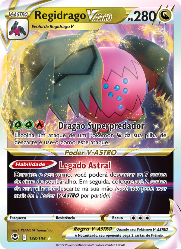 Regidrago V-ASTRO 136 — Tempestade Prateada (Portuguese Pokémon TCG card)