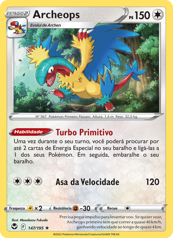 Archeops 147 — Silver Tempest (Portuguese Pokémon TCG card)