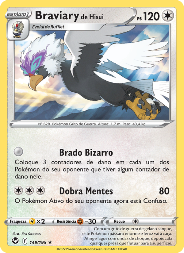 Braviary de Hisui 149 — Tempestade Prateada (Portuguese Pokémon TCG card)