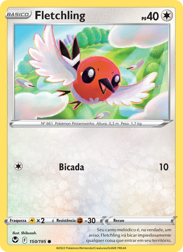 Fletchling 150 — Tempestade Prateada (Portuguese Pokémon TCG card)