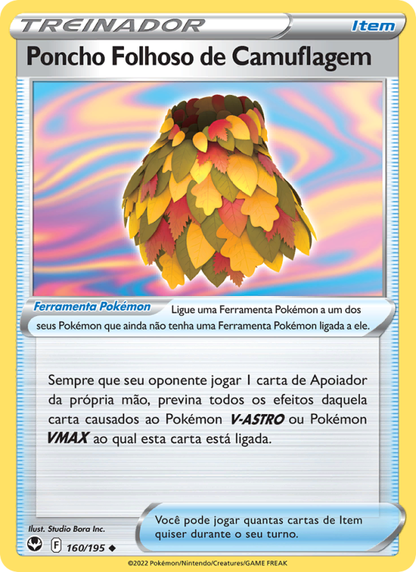 Poncho Folhoso de Camuflagem 160 — Tempestade Prateada (Portuguese Pokémon TCG card)