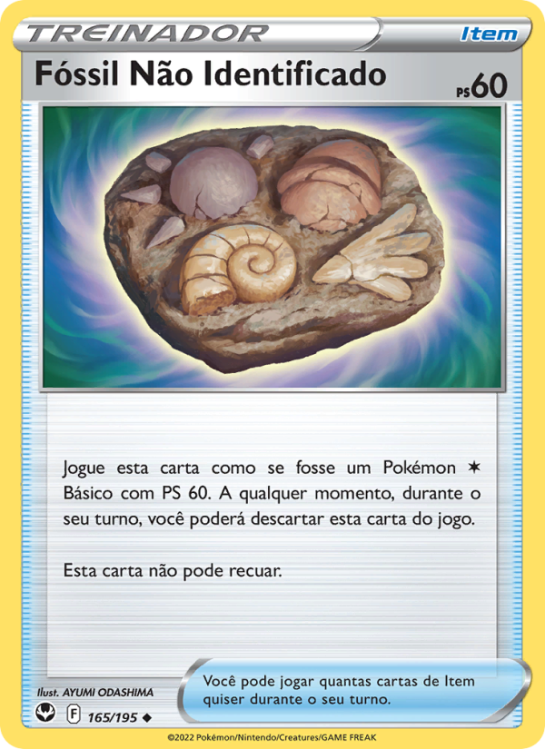 Fóssil Não Identificado 165 — Tempestade Prateada (Portuguese Pokémon TCG card)