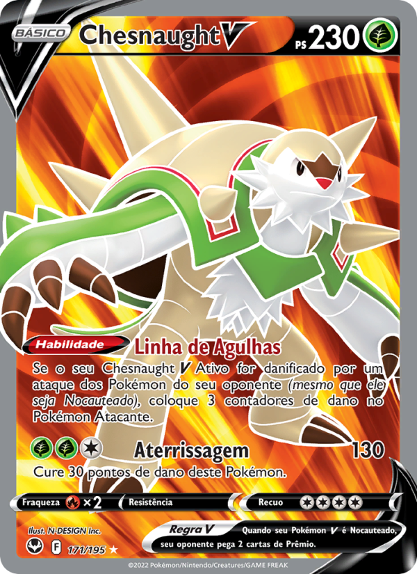 Chesnaught V 171 — Tempestade Prateada (Portuguese Pokémon TCG card)